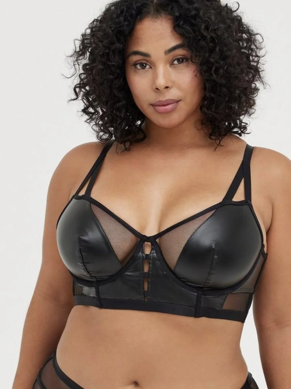 Torrid Faux Leather & Fishnet Bra & Panty Set Sexy Edgy Alternative - Picture 5 of 11